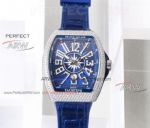 Perfect Replica Franck Muller Vanguard Yachting Diamond Bezel Blue Dial Mens Automatic Watch